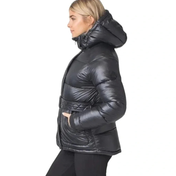 Toboggan Canada Mia Puffer Belted Coat with Removable Hood Black Size XL NWT - Picture 3 of 16